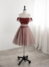 Beautiful Red Tulle Beaded and Lace Short Party Dresses, Off Shoulder Prom Dresses