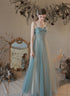 A-line Tulle Sweetheart Long Party Dress, Simple Straps Prom Dress