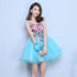 Blue Organza Mini Party Dress with Embroidery Homecoming Dress, Blue Short Dress