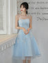 Cute Blue Short Tulle with Beaded Lace Party Dress, Blue Homecoming Dresses