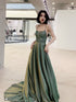 Lovely Green Backless Long Shiny Prom Dress Party Dress, Green Evening Dresses
