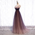 Beautiful Gradient V-neckline Tulle Long Prom Dress Party Dress, Gradient Evening Gown