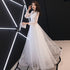 White Long Sleeves Tulle Simple Wedding Party Dress with Lace, A-line Formal Dress