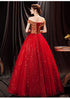 Red Sweetheart Shiny Tulle Off Shoulder Short Homecoming Dress, Red Party Dresses