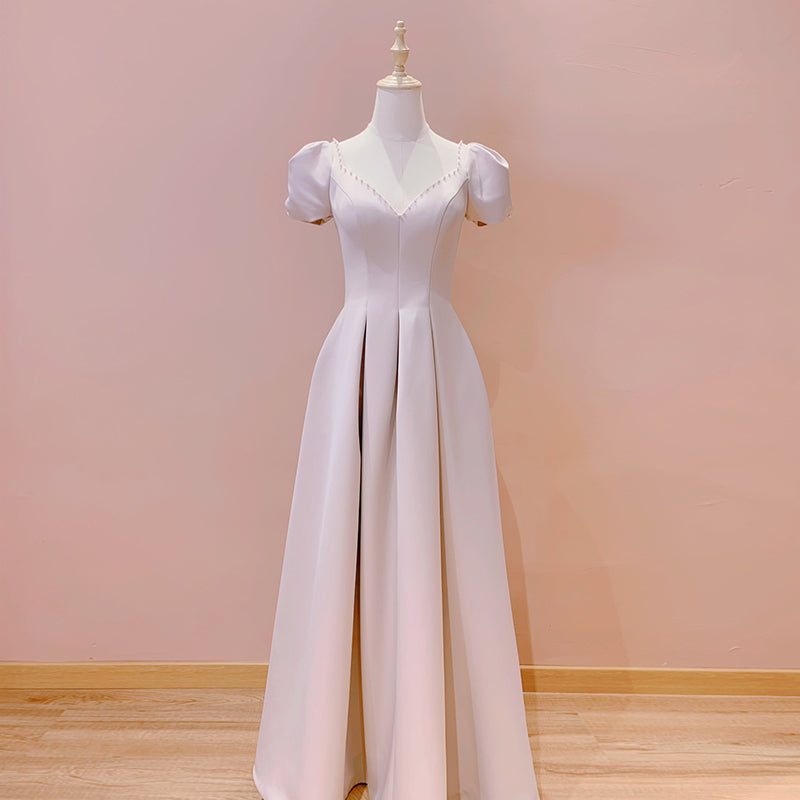 Light Pink Sweetheart Sleeveless Side Slit Floor Length Back Zipper Evening Prom Dress