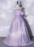Lavender Tulle and Sequins Long Prom Dress, Off Shoulder A-line Party Dress