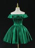 Green Satin Short Homecoming Dress Prom Dress, Green Party Dress Formal Dresses