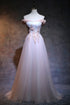 Beautiful Light Pink Sweetheart Off Shoulder Party Dress, Long Prom Dress