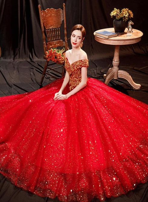 Red Sweetheart Shiny Tulle Off Shoulder Short Homecoming Dress, Red Party Dresses