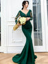 Dark Green Mermaid Lace and Beaded Evening Dresses, Green Prom Dress Party Dress