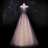 Charming Tulle Gradient Cap Sleeves Long Party Dress, A-Line Evening Gown