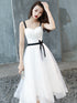 White Short Straps Party Dress Graduation Dress, White Homecoming Dresses