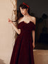 Wine Red Velvet Floor Length Party Dress, A-line Formal Dress Wine Red Prom Dress