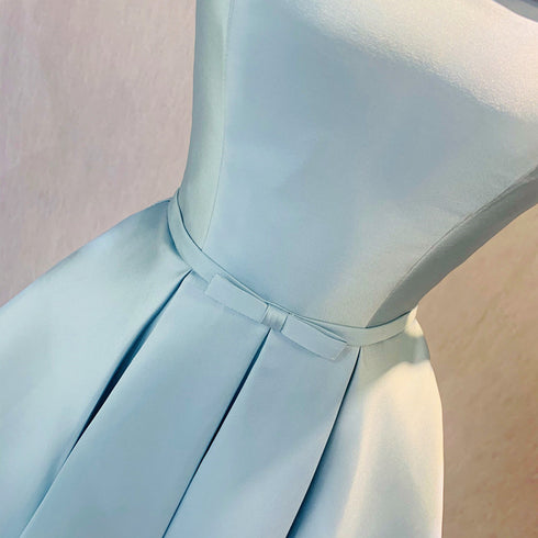 Beautiful Blue Satin Cute Short Homecoming Dress, Off Shoulder Party Dress