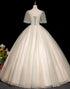 Lovely Green and Champagne Tulle Long Formal Dress, Ball Gown Party Dress