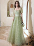 Light Green Tulle Long Formal Gown 2022 Party Dresses, Green Evening Prom Dresses