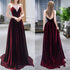 Charming Velvet Wine Red Straps Long Party Gown, Prom Dress