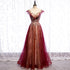 Charming Tulle Cap Sleeves Long New Party Gown, Prom Dress