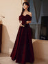 Wine Red Velvet Floor Length Party Dress, A-line Formal Dress Wine Red Prom Dress