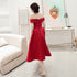 Red Satin Off Shoulder Lace-up Homecoming Dress, Red Formal Dress Prom Dress