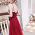 Wine Red Simple Low Back Straps Tulle Prom Dress, Dark Red Formal Dress Party Dress