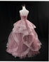 Pink Sweetheart Tulle Long Evening Dress Prom Dress, Pink Sweet 16 Gown