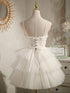 Beautiful White Tulle Short Straps Party Dress Graduation Dresses, White Formal Dresses