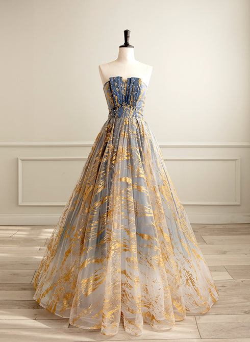 Beautiful A-line Gradient Tulle Long Party Dress, Floor Length Prom Dress