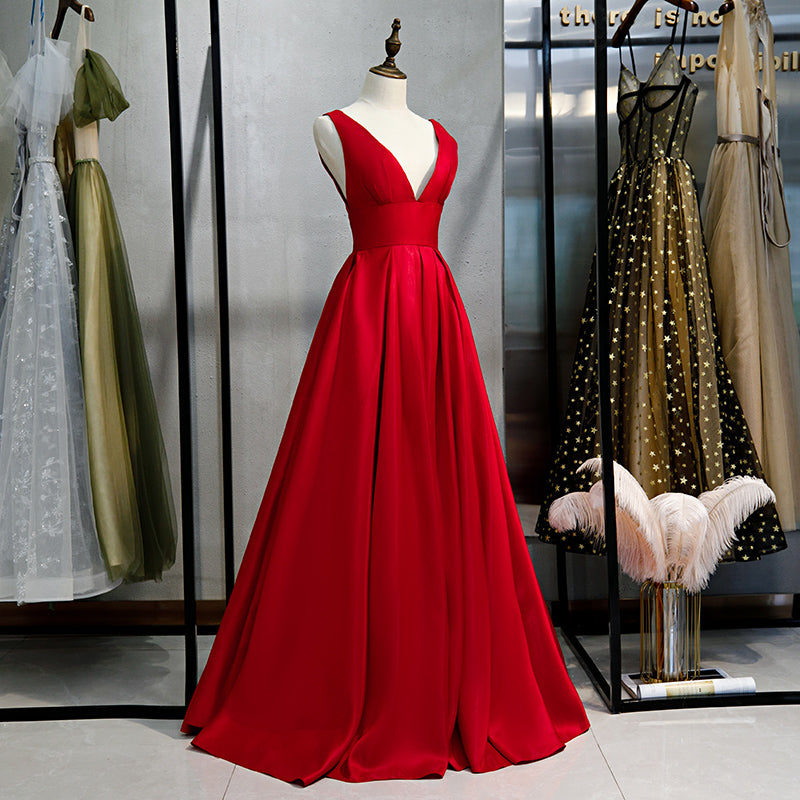 glitter red long formal dress with v neckline prom gown   cg10932 main image 0