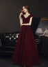 Wine Red V-neckline Velvet Long Party Dress, Floor Length Prom Dress