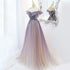 Light Purple Shiny Tulle Gradient A-line Sweetheart Prom Dress, Long Tulle Formal Dress