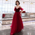 Charming Wine Red Straps Long Evening Party Dresses, A-line Straps Prom Dresses