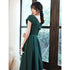 Green Off Shoulder Knee Length Bridesmaid Dress, Dark Green Short Party Dress Formal Dress
