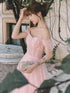 Pink Off Shoulder Tulle Simple A-line Party Dress Prom Dress, Pink Formal Gown 2022