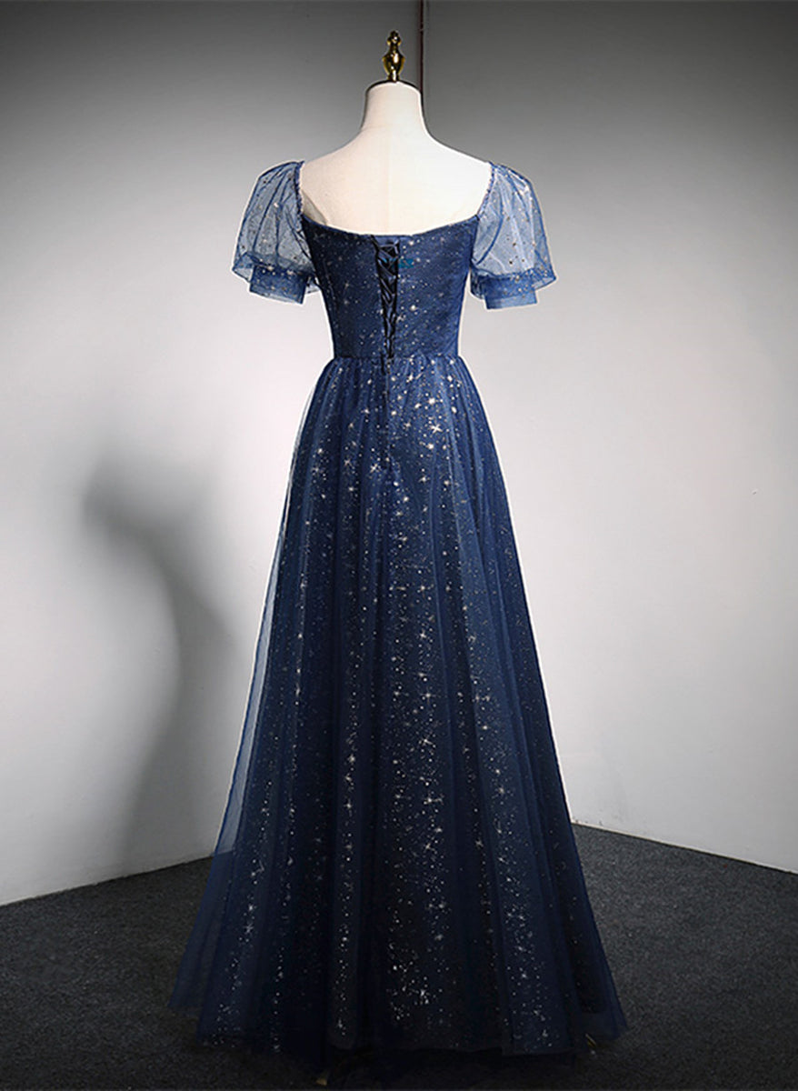 Navy Blue New Style Long Off Shoulder Prom Dress, A-line Formal Dress, Evening Dress