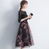 Lovely Black Lace Short Sleeves Floral Tulle Party Dress, Black Party Dress Prom Dress