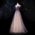 Charming Tulle Gradient Cap Sleeves Long Party Dress, A-Line Evening Gown
