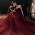 Wine Red Floral Lace and Tulle Long Evening Gown Party Dress, Burgundy Formal Dresses 2022