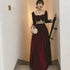 Elegant Wine Red Velvet Long Sleeves Party Dress, Dark Red Evening Dress