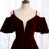 Beautiful Wine Red Velvet Off Shoulder Floor Length Party Dress, Velvet Junior Prom Dress