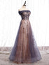 Charming A-line Tulle Long Off Shoulder Party Dress, Prom Dress