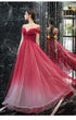 Unique Tulle Beaded Gradient A-line Sweetheart Long Prom Dress, Tulle Formal Dress Evening Gown