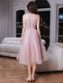 Pink Beaded Tulle Short Homecoming Dress, Pink Prom Dress Party Dress