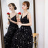 Lovely Black V-neckline Straps Long Evening Gown, Black Party Dress