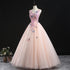 Charming Pink Flowers Ball Gown Long Sweet 16 Dress, Pink Prom Dress