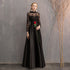 Black Satin and Lace Long Formal Dress Party Dresses, Black Evening Dresses