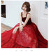 Wine Red A-line Floor Length Velvet and Tulle Straps  Evening Dress Prom Dress