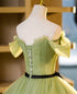 Geen Tulle A-line Prom Dress with FLowers, Off Shoulder Tulle Party Dress