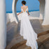 Beautiful White Chiffon Straps Low Back Long Wedding Party Dresses, White Long Formal Dresses