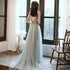Beautiful Grey V-neckline Straps Beaded Slit Long Prom Dress, Grey Evening Gown